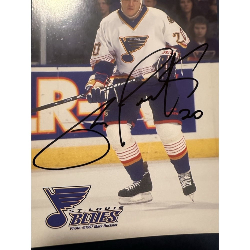 1997 Rudy Poeschek Autographed Card #20 St Louis Blues 4x6" RARE NHL Autograph - Picture 2 of 3